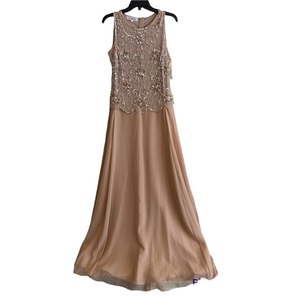 J Kara Blush Pink Beaded Sequin Embellished Sleeveless Mother of the Bride Grown - Picture 2 of 11